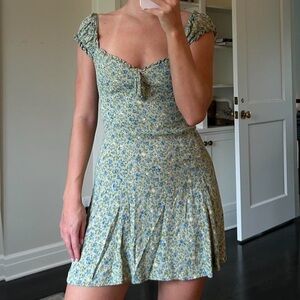 Reformation green and blue printed floral mini dress